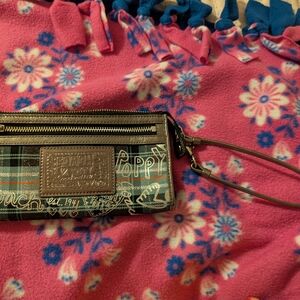 Coach Poppy Plaid and Floral Wristlet
